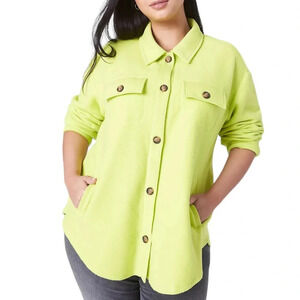Lane Bryant Wild Lime Green Collared Button Down Shirt Jacket Shacket Size 22/24